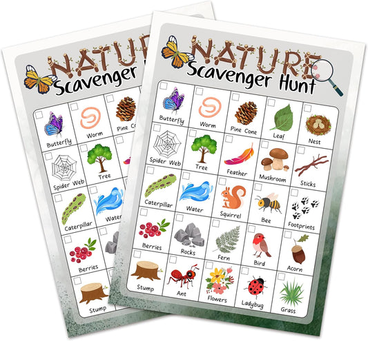 Nature Scavenger Hunt Cards Set Of 25 Pcs, Camping Scavenger Hunt Game, Outdoor Scavenger Hunts, Outdoor Holiday Party Game Find And Seek Camping Activity, Holiday Party Games For Family Friend, A02