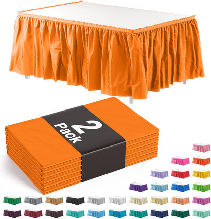 Exquisite Ruffle Table Skirt Black 6 Pack 14 Ft Long Table Skirts for Rectangle Tables 6ft Plus or Round Tables Skirts with Adhesive Strip for Gender Reveal Decor & Happy Birthday Parties