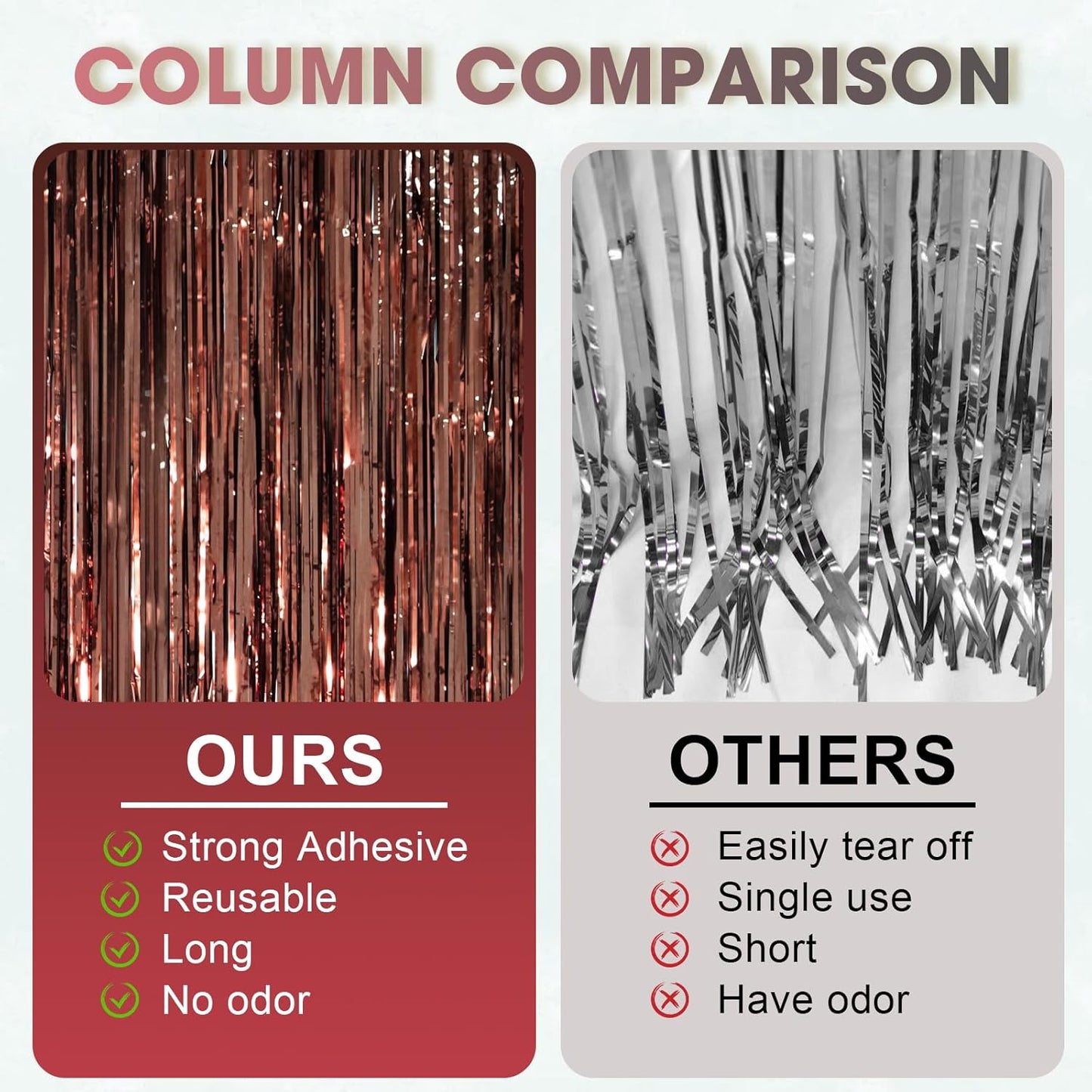 Voircoloria 3 Pack 3.3x8.2 Feet Gold Foil Fringe Backdrop Curtains, Tinsel Streamers, Fringe Backdrop for 2025 New Years Eve, Graduation, Birthday, Baby Shower, Gender Reveal, Disco Party - Colors B