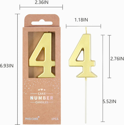 PHD CAKE 2.76 Inch Modern Gold 2 Number Birthday Candles, Gold Number Candles, Cake Number Candles, Party Celebration