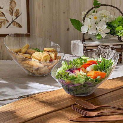 bUCLA 54 OZ Clear Plastic Serving Bowls (12 Pack) - Angled Serving Bowls Disposable for Chip&Candy - Party Table Salad and Fruit