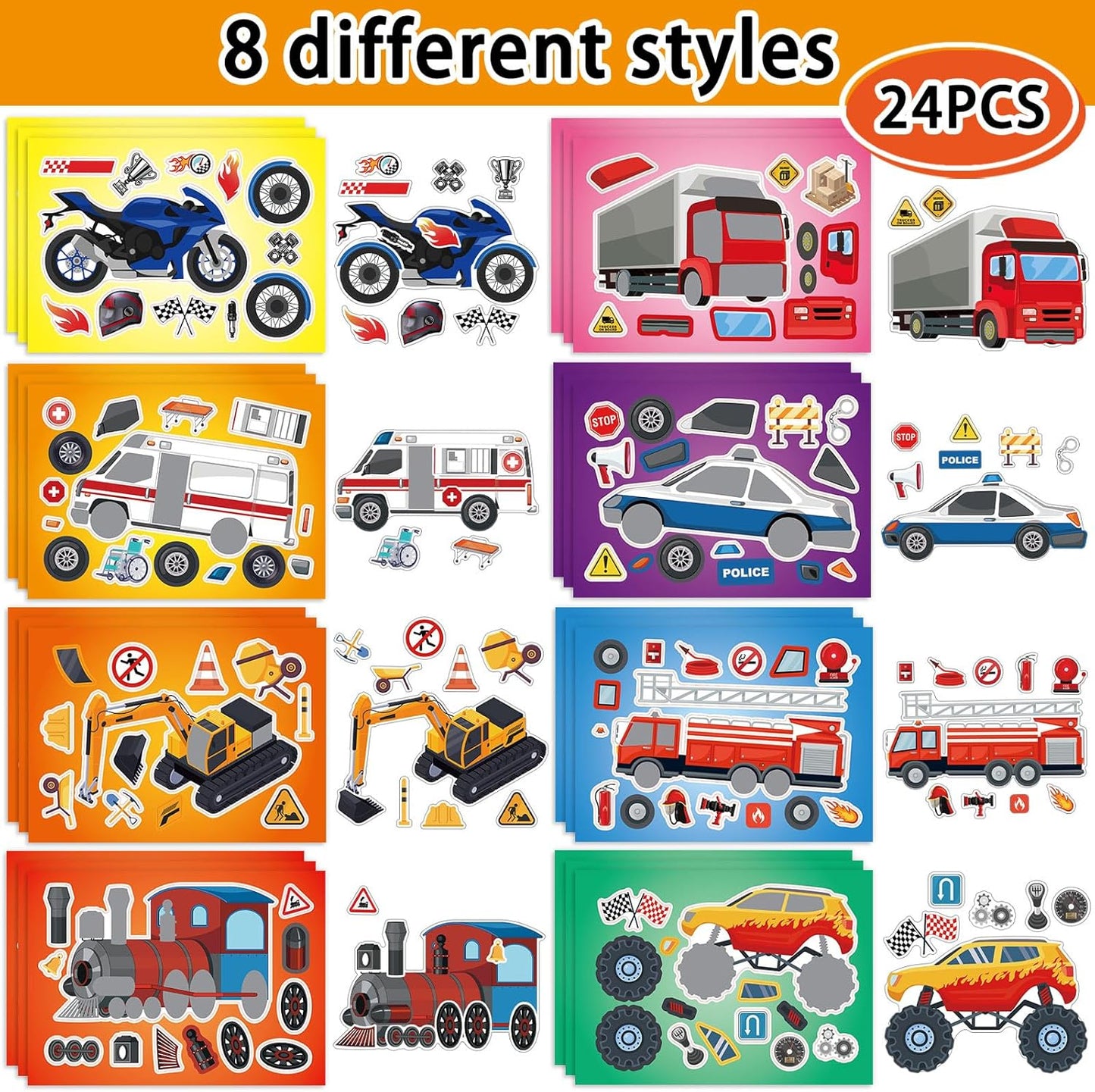 24 Sheets 8.27''×5.9'' Make Your Own Stickers for Kids Toddlers, Make a Face Stickers Mix and Match with Unicorns Dinosaur Horse and Sea Animals for Kids Party Favors Activities