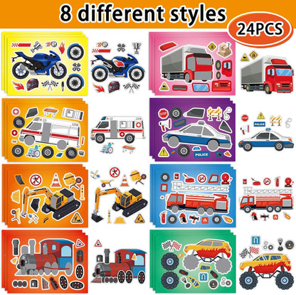 24 Sheets 8.27''×5.9'' Make Your Own Stickers for Kids Toddlers, Make a Face Stickers Mix and Match with Unicorns Dinosaur Horse and Sea Animals for Kids Party Favors Activities