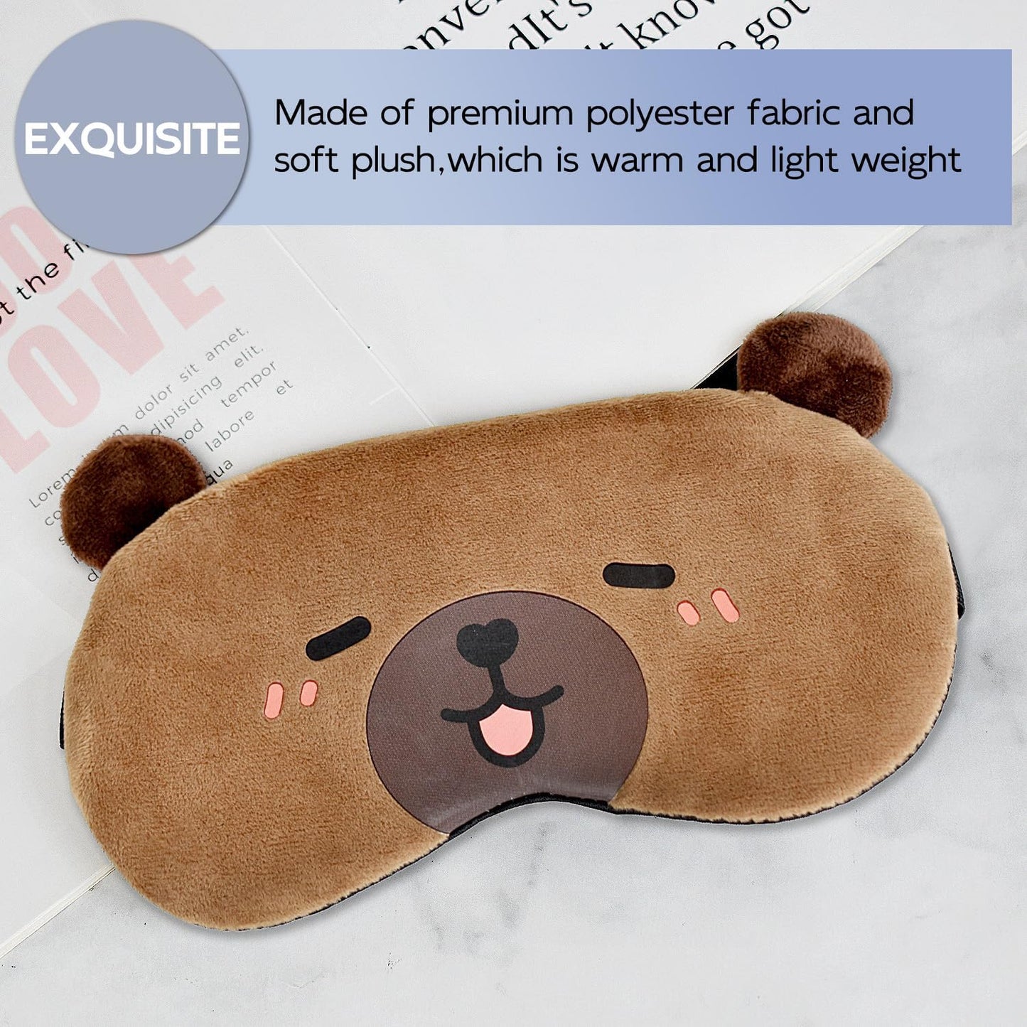 Christmas Reindeer Sleep Mask Cute Antler Eye Masks Sleeping Soft Plush Cartoon Blindfold Funny Animal Eye Cover Xmas Presents for Women Men (Xmas Reindeer,Brown)