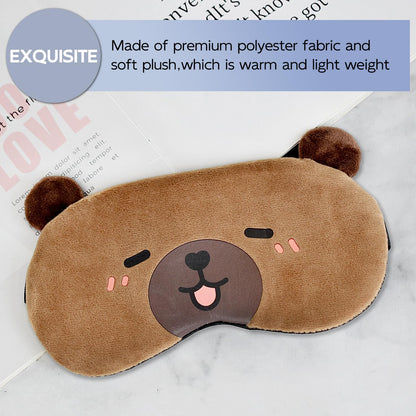 Christmas Reindeer Sleep Mask Cute Antler Eye Masks Sleeping Soft Plush Cartoon Blindfold Funny Animal Eye Cover Xmas Presents for Women Men (Xmas Reindeer,Brown)