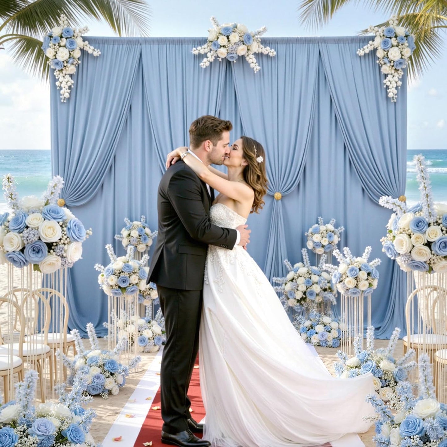 10ftx10ft Black Backdrop Curtains for Weddings Parties, Wrinkle Free 2 Panels Silky Polyester Photo Backdrop Drapes Back Drop Cloth Drapery for Birthday Mother'sDay Photography Background