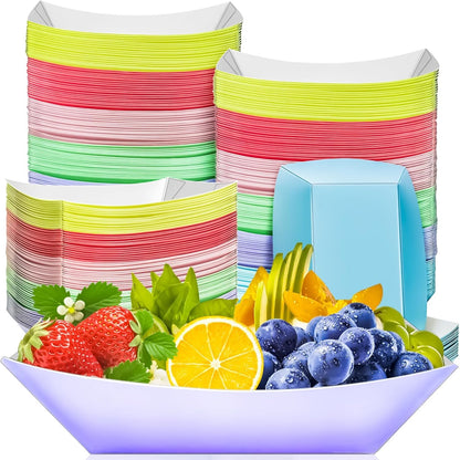 100 Pack 3lb Paper Food Trays,Disposable Greaseproof Kraft Checkered Carnival Food Serving Take Out Basket Tray Boat for Snacks Fries Nachos Popcorn Hot Dogs Carnival Wedding Party Picnic