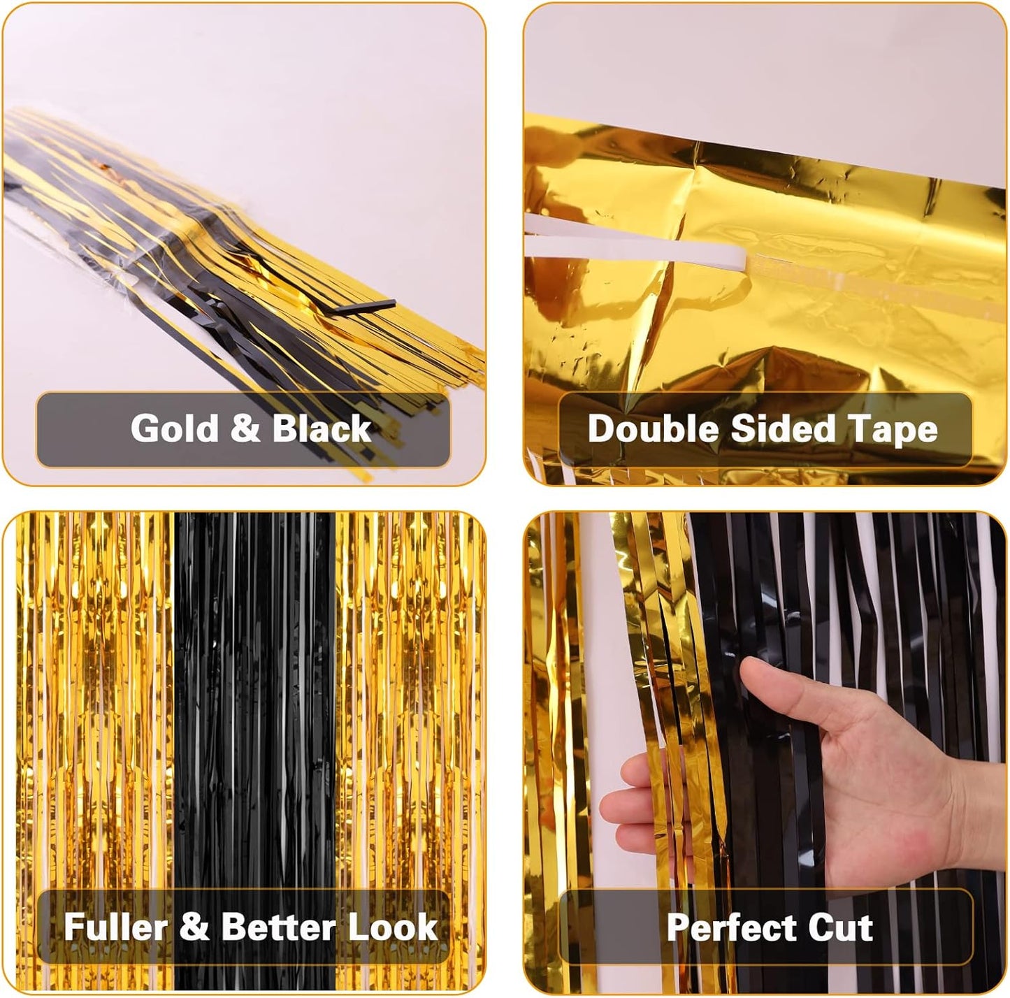 2 Pack 3.2ft x 8.2ft Silver Metallic Tinsel Foil Fringe Curtains, Door Streamer Photo Booth Backdrop for Birthday Graduation Engagement Bridal Shower Bachelorette Baby Shower Party Decorations