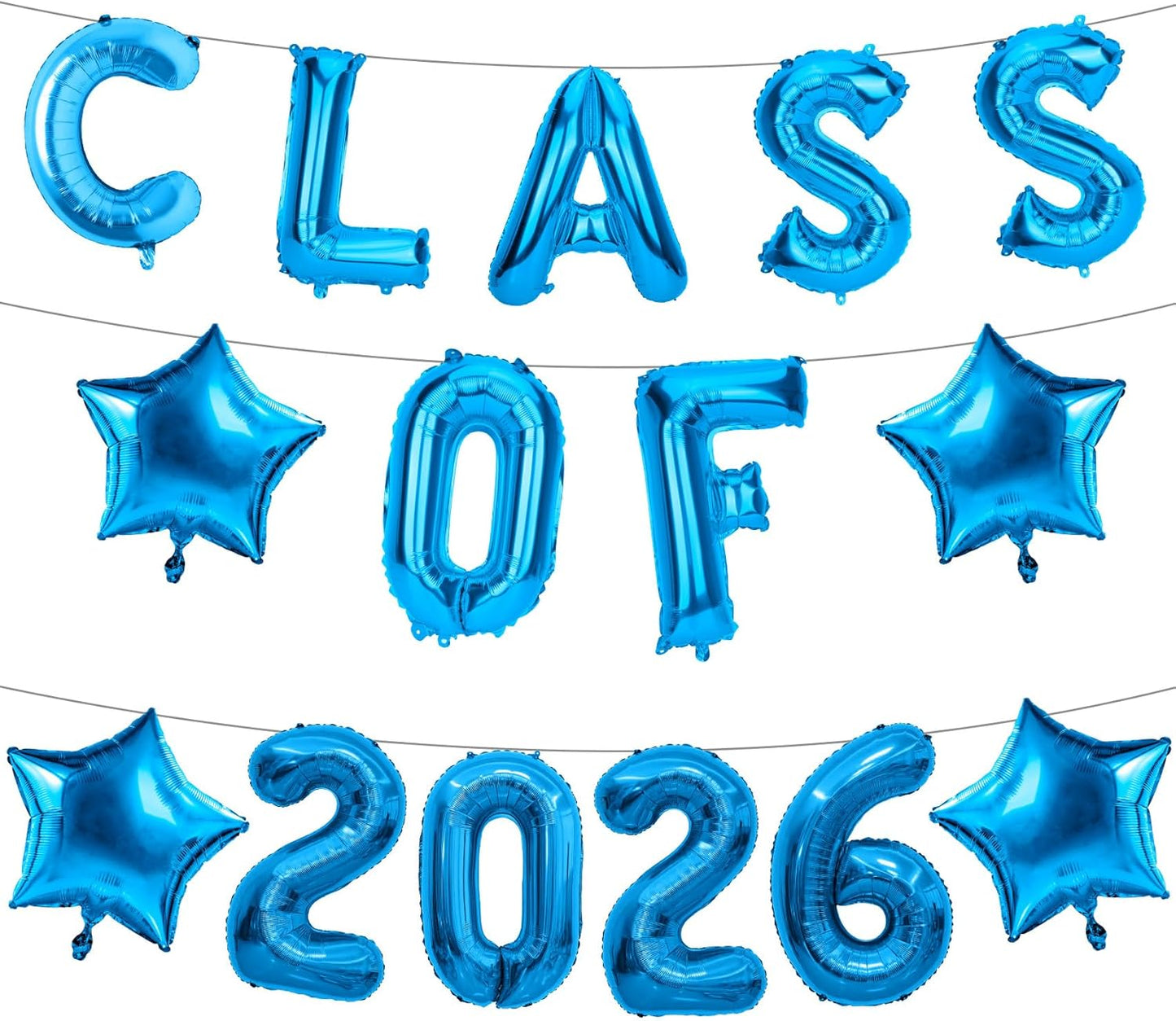 Graduation Balloons, Class of 2026 Balloons, 16Inch Gold Grad Class of 2026 Letters Foil Balloon Sign with Star Balloons, Class of 2026 Decorations for High School College Graduation Party Decorations