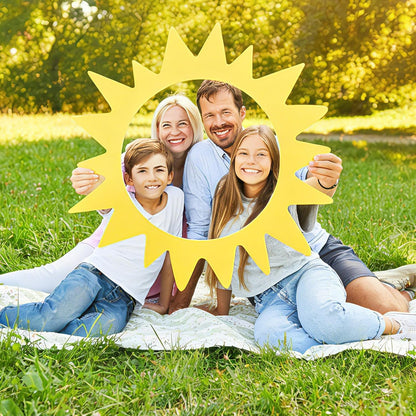 Large Sun Photo Booth Props Party Photobooth Frame Sunshine Selfie Props Decor Kit Creative Friends Picture Backdrop Accessories for Summer Pool Beach Holiday Birthday Baby Shower Parties Supplies