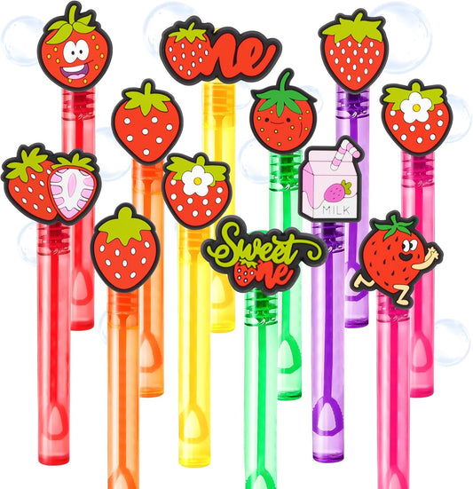Strawberry Party Favors for Kids – 24PCS Fruit-Themed Bubble Wands, Great for Birthday Supplies, Pinata Fillers, Goodie Bags & Classroom Rewards