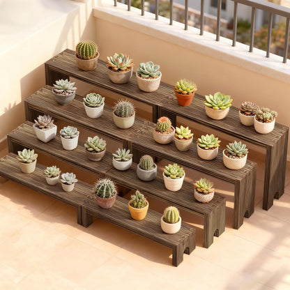 2 Set Wooden Riser Display Stands,4 Tier Stackable Cupcake Stand,Wood Dessert Table Display Set,Perfume Organizer Stand,Display Shelf for food,figures,& Farmhouse Decor