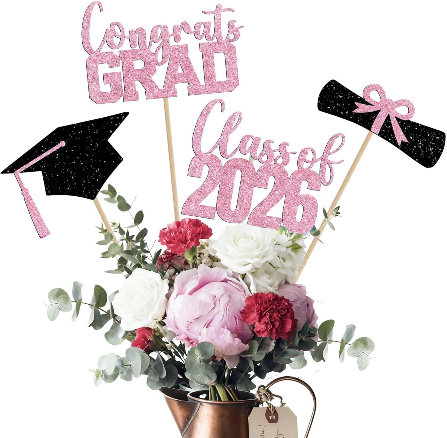 Class of 2026 Centerpieces Sticks for Graduation, 16 Pcs Graduation Decorations Cake Toppers, Graduation Theme Party Decorations Supply(BG)