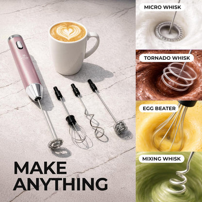 Zulay Kitchen Powerful Milk Frother Wand With Duracell Batteries - Ultra Fast Handheld Drink Mixer - Electric Whisk Foam Maker for Coffee, Lattes, Cappuccino & Matcha - Z1 Motor - Black - Colors B