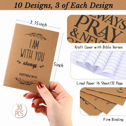 Fuutreo 40 Pcs Father's Day Christian Gift Bible Verse Prayer Journals Bible Pens Inspirational Religious Notebook Mini Scripture Pocket Notepad for Church Pastor Men Women Sunday School Graduation