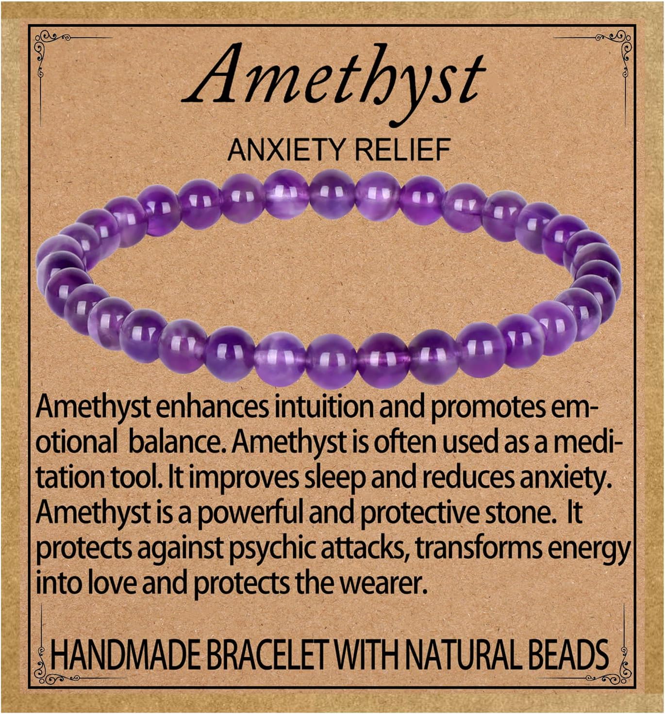 LPBeads Handmade Natural Gemstone Stretch Elastic Bracelet Healing Crystal Round Stone Beads Jewelry Gifts for Women Men