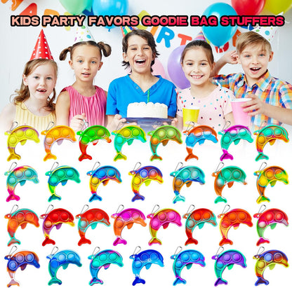 Pop Fidget Toys Bulk Its Party Favors for Kids 4-8 8-12 30 Pack Mini Pop Keychain It Small Fidgets for Classroom Prizes School End of Year Student Gifts from Teacher Birthday Goodie Bag Stuffers