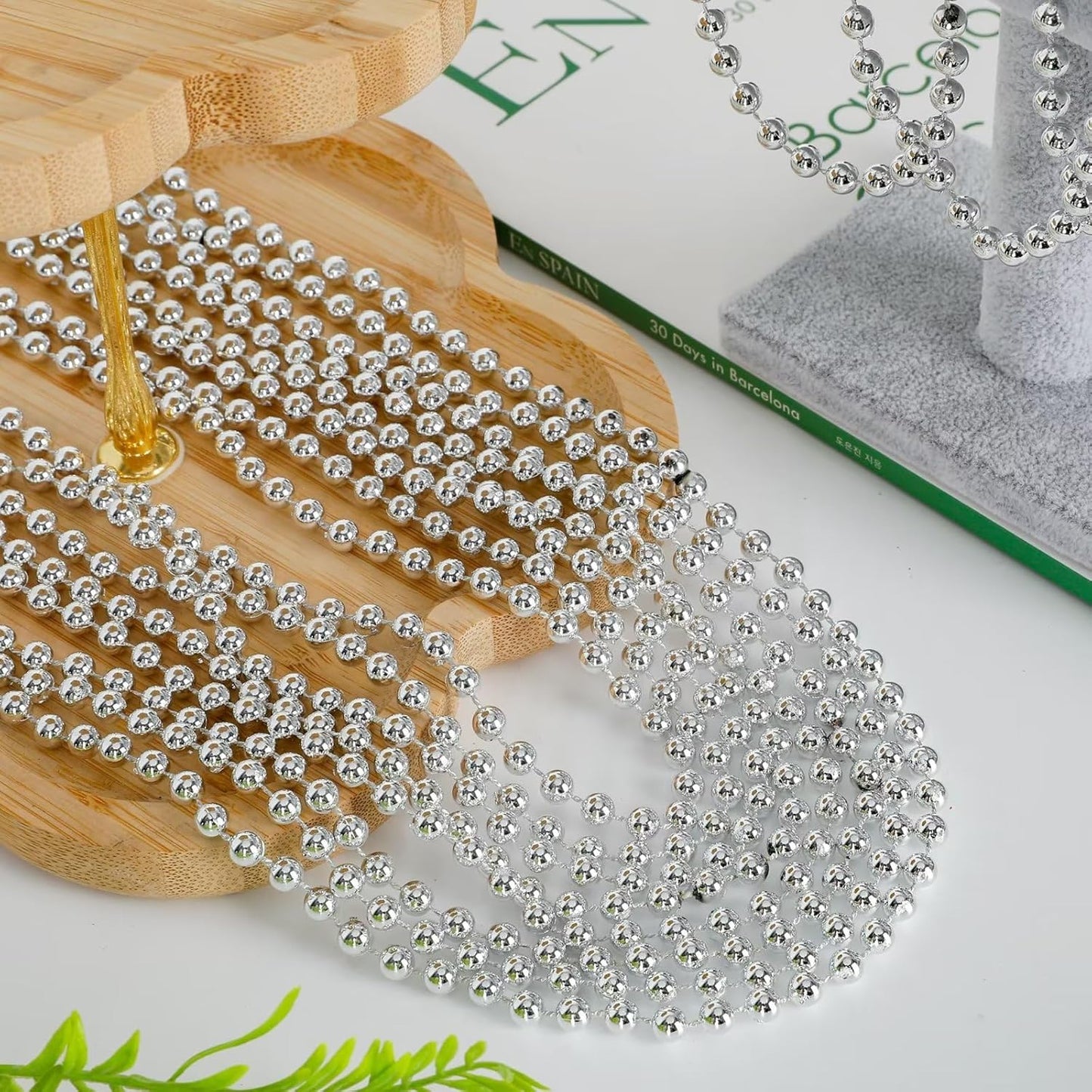 EOBOH 144PCS Mardi Gras Beads, Metallic 12 Kinds Bead Necklace Party Supplies, 33" Mardi Gras Necklace Costume Stuff, Festival Parade Throw Accessories for Wedding Birthday Celebrations Decorations