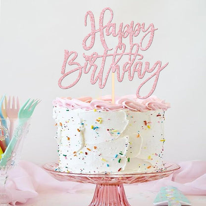 ZHUOWEISM 1 PCS Gold Happy Birthday & Anniversary Cake Topper