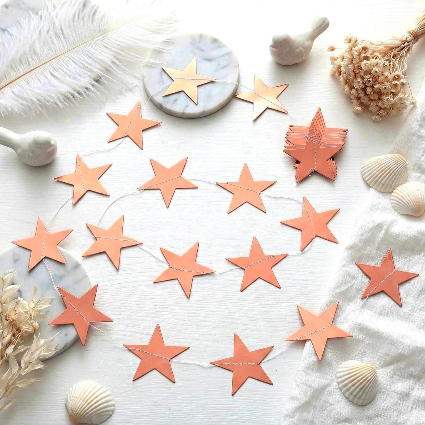 Spakon 65 Feet Glitter Star Paper Garland Banner Hanging Decoration Star Streamers Double Side 2026 Graduation Decorations for Wedding Birthday Festival New Year Party Decoration (Gold)