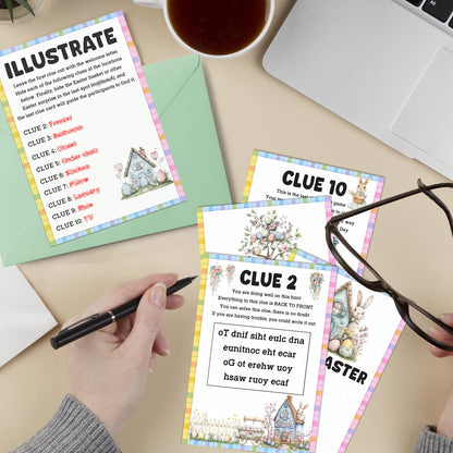 Easter Scavenger Hunt Games, Easter Treasure Hunt Clues Game Cards, Family Party Games for Kids and Adults, Holiday Party Game for Activities Decorations Supplies, 5x7 Inch (Indoor)-A03