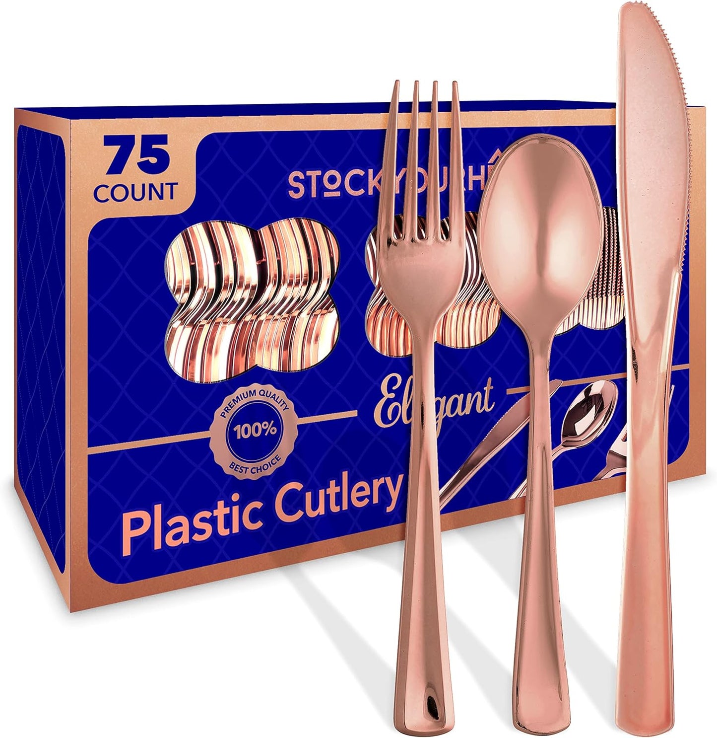 Gold Plastic Silverware Set (160 Bulk Pack) Disposable Cutlery Utensils, 80 Gold Forks, 40 Gold Knives, 40 Gold Spoons, Heavy Duty Flatware For Holidays, Parties, Dinners, Weddings, and Occasions