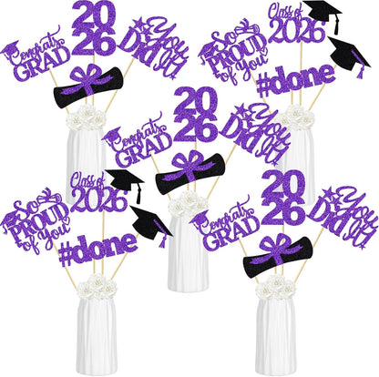 24Pcs 2026 Graduation Table Centerpieces Gold, Graduation Centerpieces for Tables 2026 Gold Class of 2026 Graduation Centerpiece Sticks for 2026 Graduation Party Table Decorations Gold
