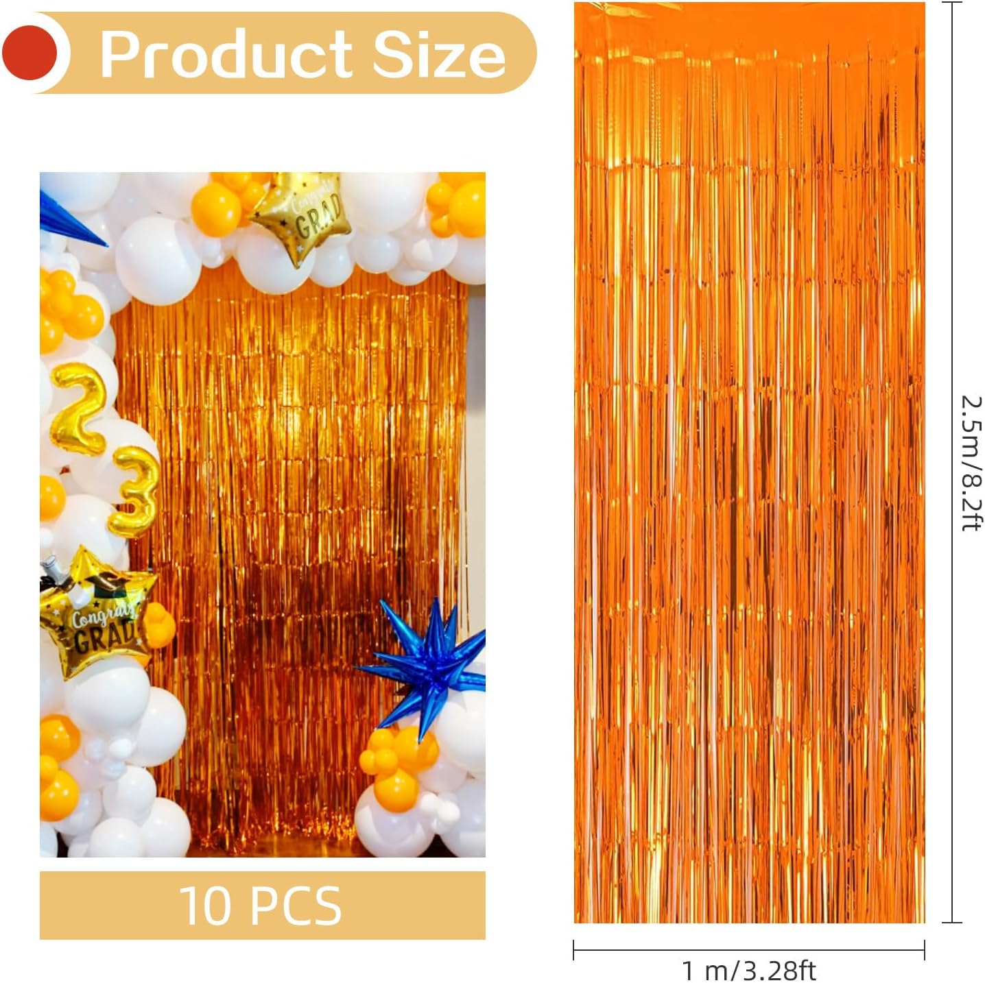 10 Pack Silver Backdrop Curtain 3.2ft x 8.2ft Metallic Tinsel Foil Fringe Curtains Photo Booth Background for Birthday Party Decoration Baby Shower Engagement Wedding Christmas Decoration (Silver)
