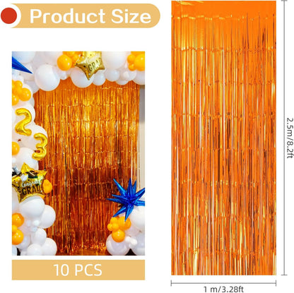 10 Pack Silver Backdrop Curtain 3.2ft x 8.2ft Metallic Tinsel Foil Fringe Curtains Photo Booth Background for Birthday Party Decoration Baby Shower Engagement Wedding Christmas Decoration (Silver)