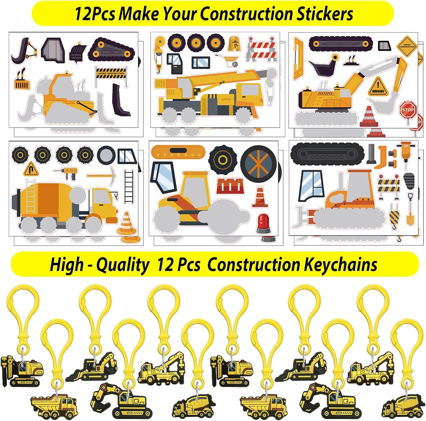 PLOUGVI 232PCS Construction Birthday Party Supplies Decorations Favors, Construction Theme Toys for Goodie Bag Stuffer, Pinata Filler Gifts