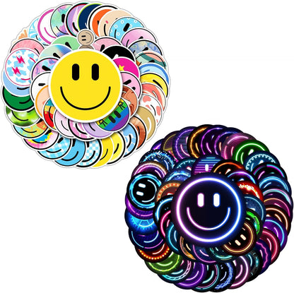 50PCS Smiling Stickers, Cute Water Bottle Stickers for Kids, for Teaching Rewards, Notebooks, Stationery, Luggage, Cartoon PVC Happy Stickers