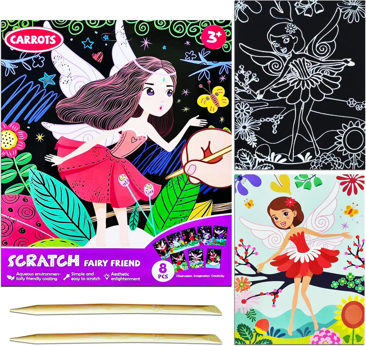 JUNQIU Scratch Art for Kids, Unicorns Black Rainbow Scratch Art Paper Set-Arts and Crafts & Supplies, DIY Activity & Party Games, Gifts for Toddlers, Girls & Boys Ages 3, 4, 5, 6, 7, 8