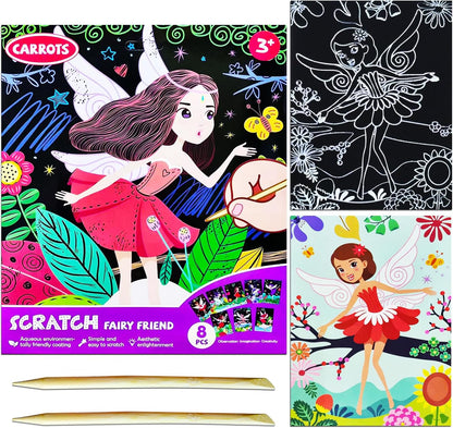 JUNQIU Scratch Art for Kids, Unicorns Black Rainbow Scratch Art Paper Set-Arts and Crafts & Supplies, DIY Activity & Party Games, Gifts for Toddlers, Girls & Boys Ages 3, 4, 5, 6, 7, 8