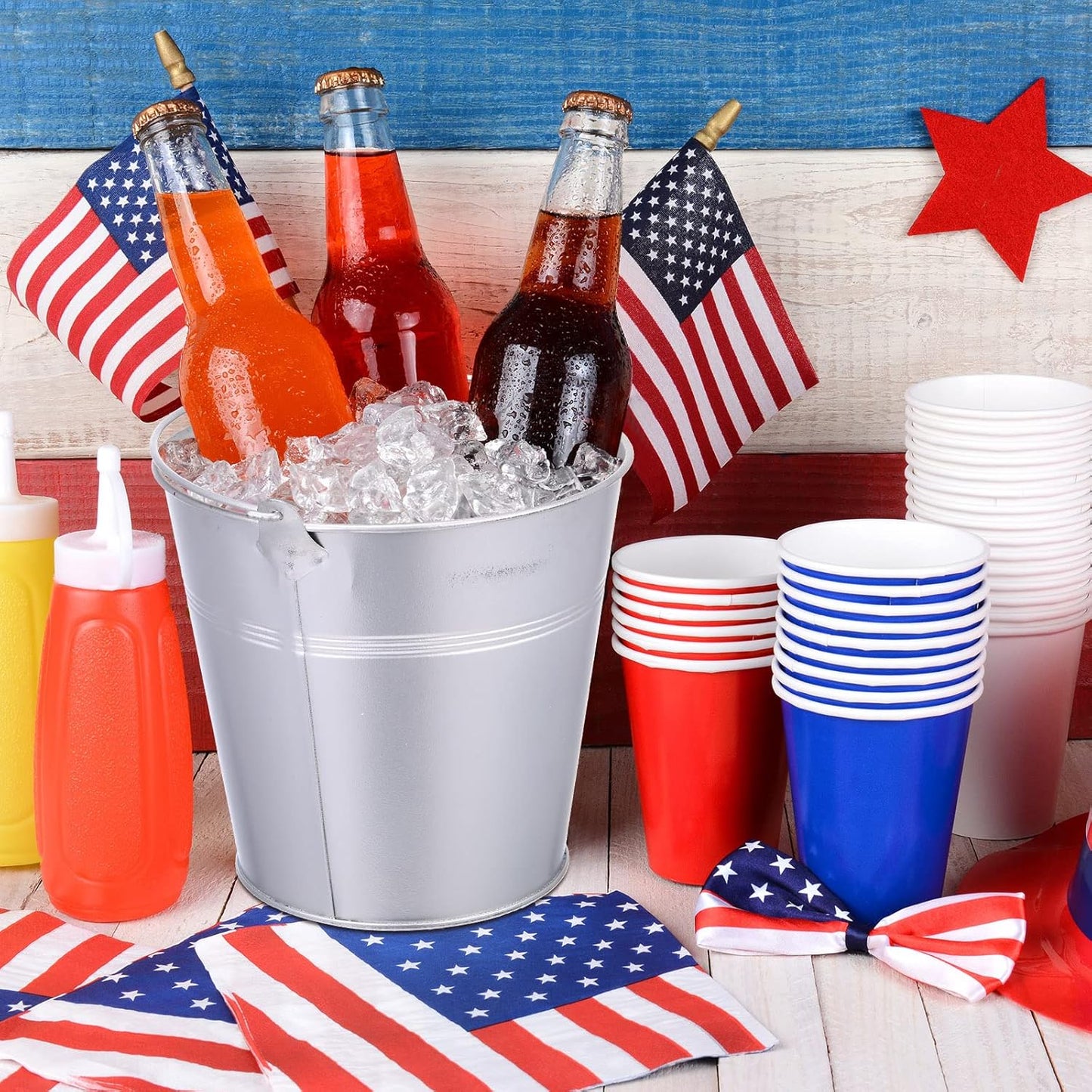 Didaey 24 Pcs Metal Beer Bucket Bulk Ice Bucket Ice Pails with Handle Champagne Soda Party Beverage Chiller for Summer Picnic Pool Wedding Party Supplies Wine Champagne Bar (7.1 x 6.5 x 5.1",Gold)