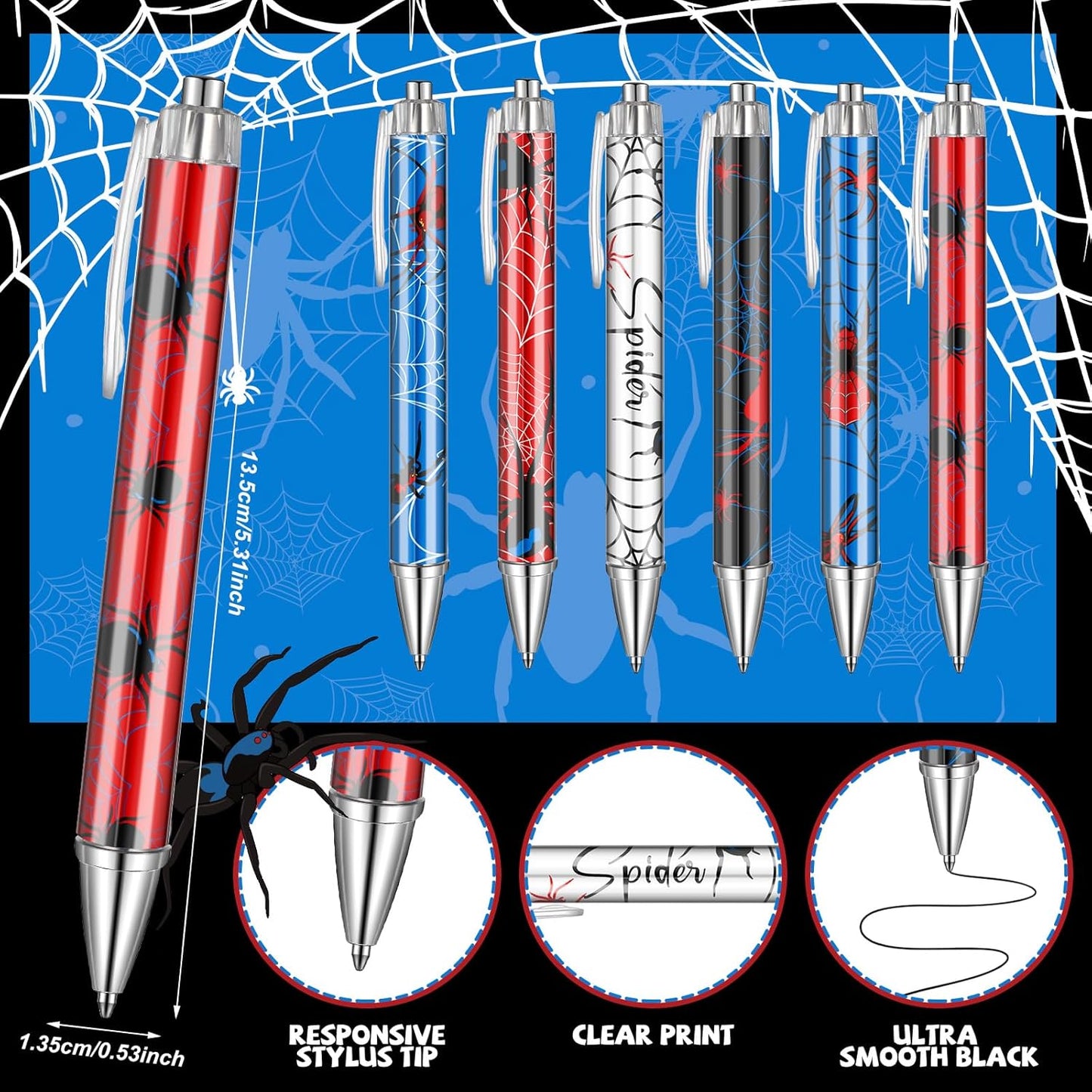 48 Piece Spider Party Favor Include 24 Pcs Notebooks 24 Pcs Ballpoint Pens Red Black Spiders Party Favor Teacher Classroom Rewards Supplies Theme Birthday Partys Gift(Classic)