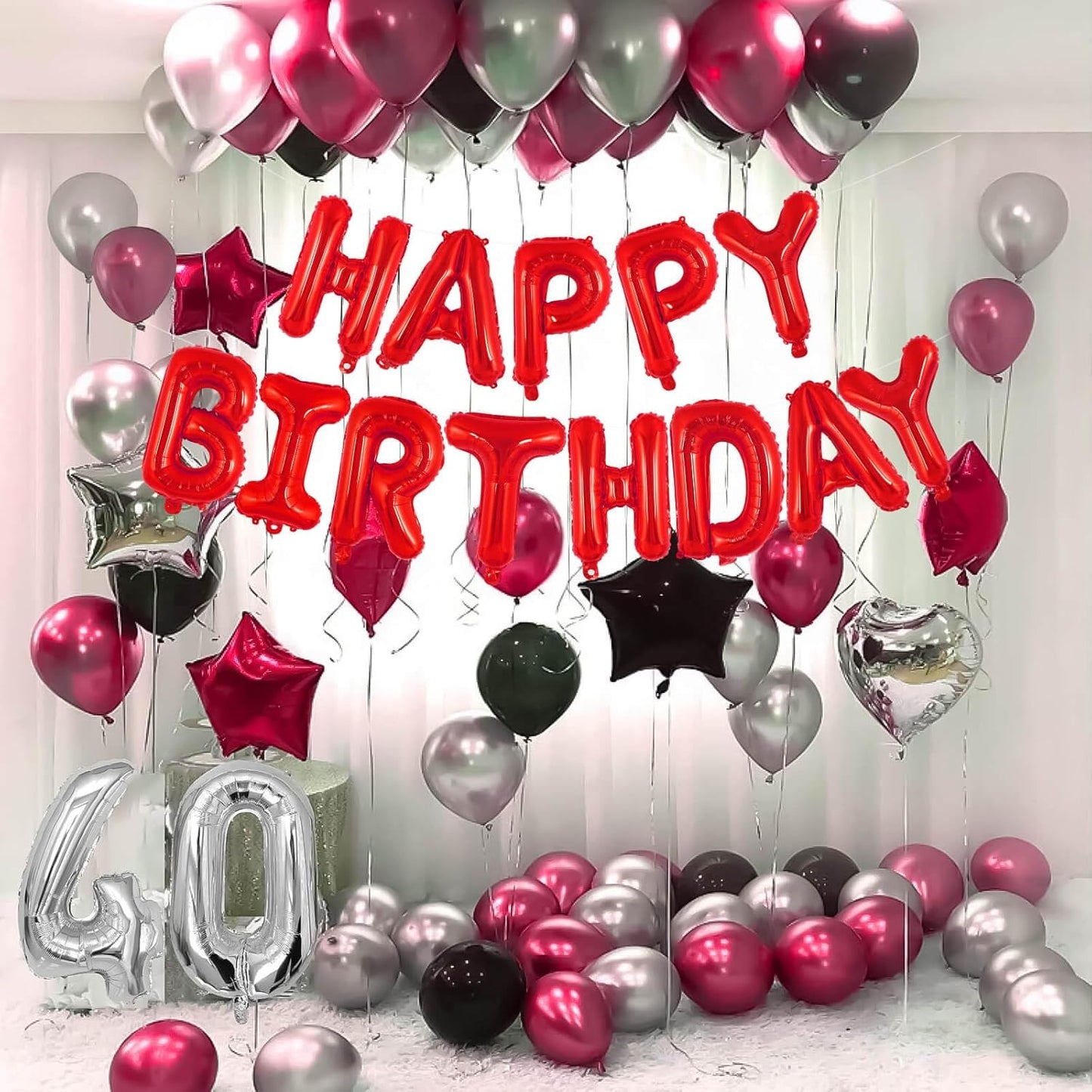Happy Birthday Balloons Banner, Foil Balloon Personalized Name Letters Balloons Sign Birthday Party Decorations for Women Men Boys Girls Cream