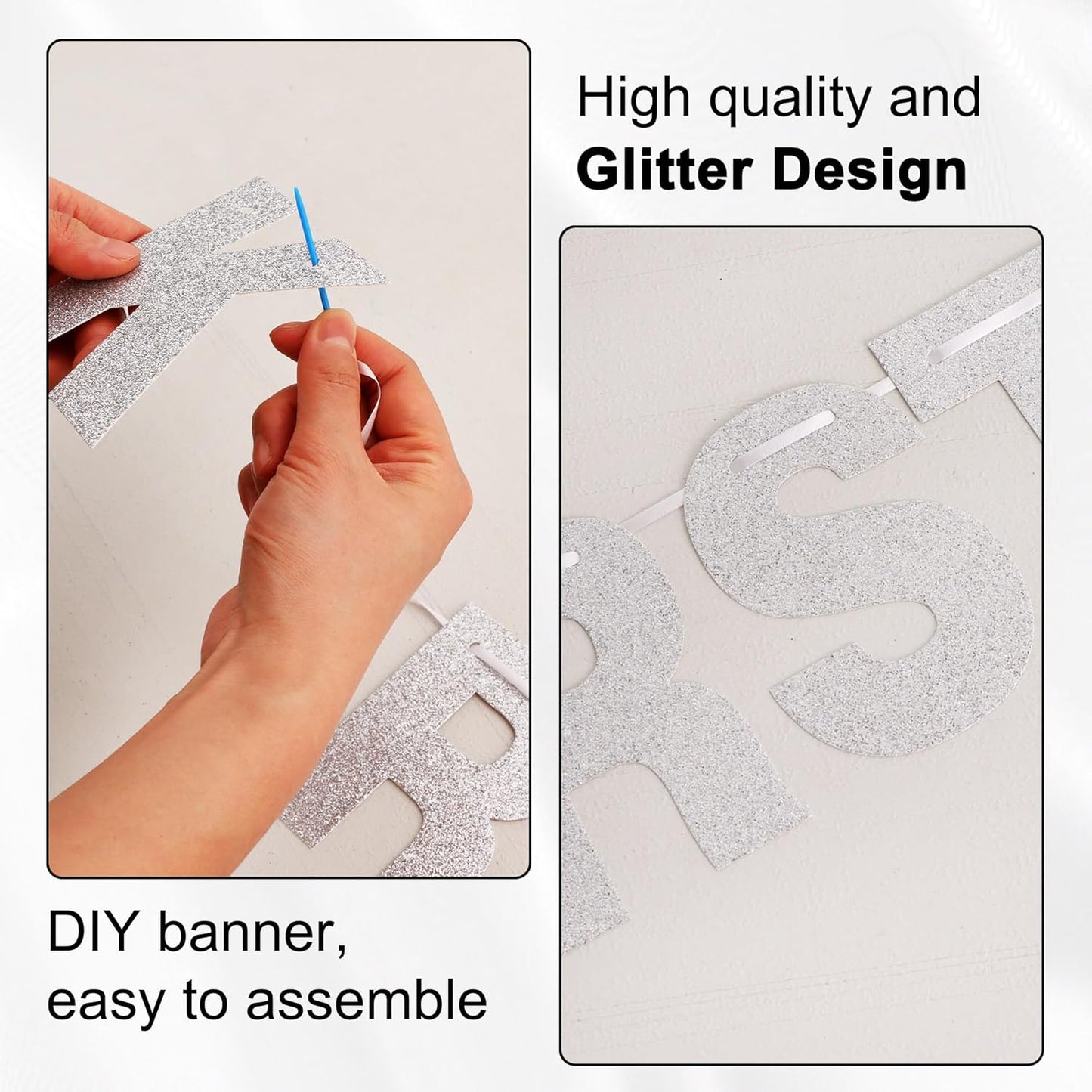BEISHIDA 116 PCS A-Z DIY Letter Banner Kit Make Your Own Banner Including 111 Letters and Numbers 3 Rope and 2 Threading Device,Customized for Birthday Graduation Wedding Decor Black