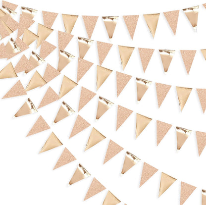 30Ft Navy Blue Gold and Beige Party Decorations Royal Blue Gold Triangle Flag Pennant Banner Bunting for Graduation Birthday Wedding Bridal Shower Nautical Ahoy Achor Theme Party Decorations Supplies