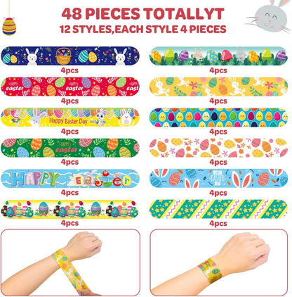 48 pcs 4th of July Slap Bracelets Toys, 4th of July Party Favors Supplies Patriotic Accessories Decorations