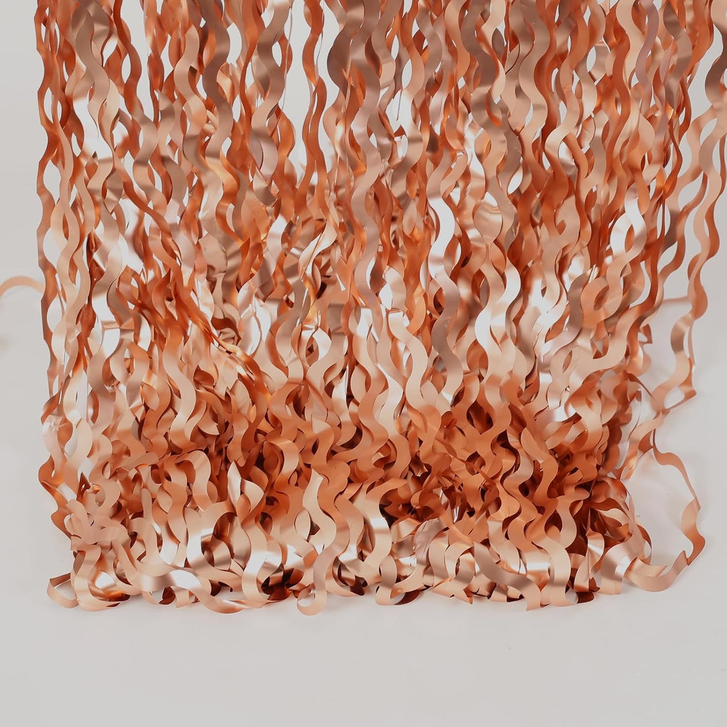 4 Pack Wavy Champagne Gold Metallic Tinsel Foil Fringe Curtains Backdrop - 3.3X6.6ft Foil Fringe Backdrop for Parties | Door Streamers for Birthday | Photo Booth Backdrops Party Decor