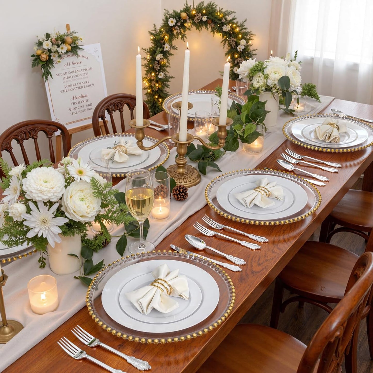 WDF300 Pieces Gold Plastic Silverware - Heavy Duty Disposable Cutlery Set Plastic Gold Silverware Set Includes 100 Forks, 100 Spoons, 100 Knives for Party Baby Shower Wedding Spring