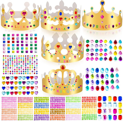 Gold Paper Crowns, Diy Birthday King Crowns Craft to Decorate, Paper Prince Princess Crown Hats for School Classroom