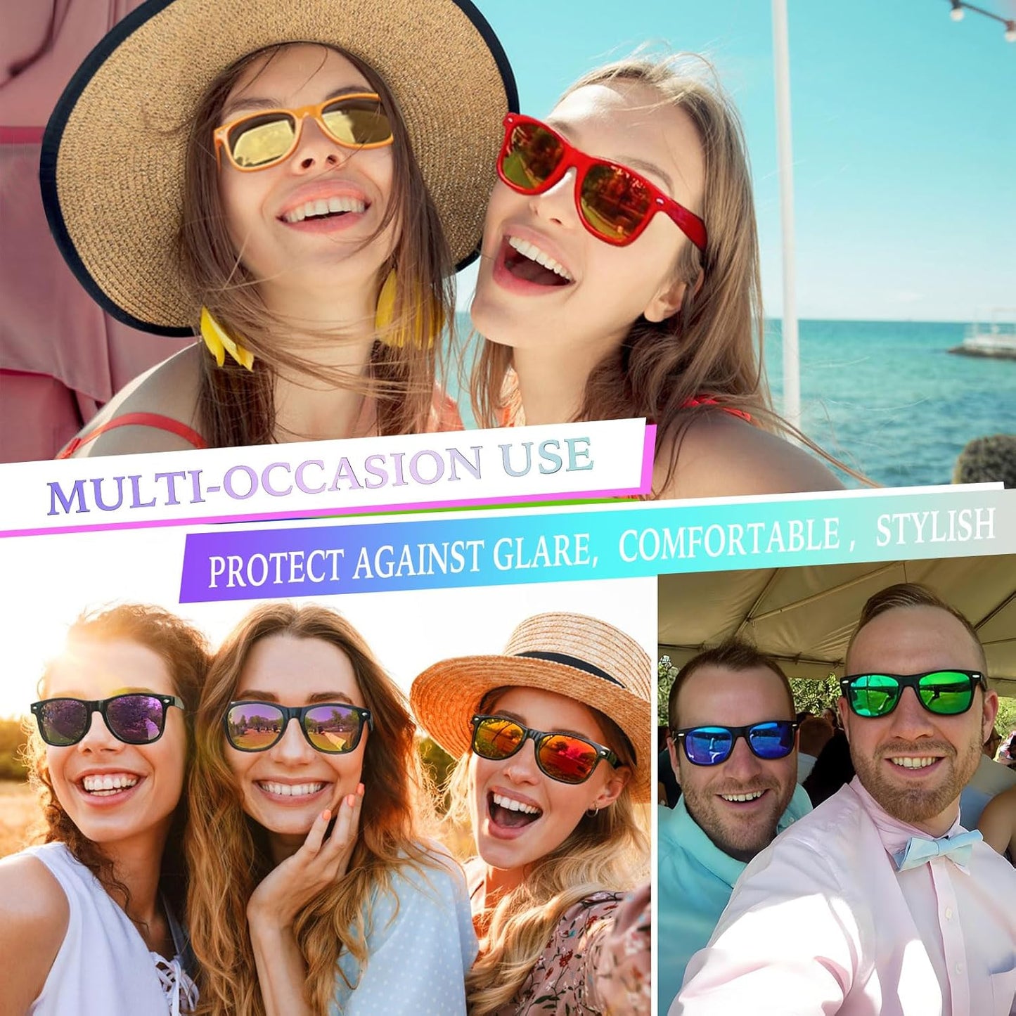 Party Sunglasses Bulk - Adult Retro Plastic Pack of 12 Vintage Sunglasses for Men Women - Party Favors