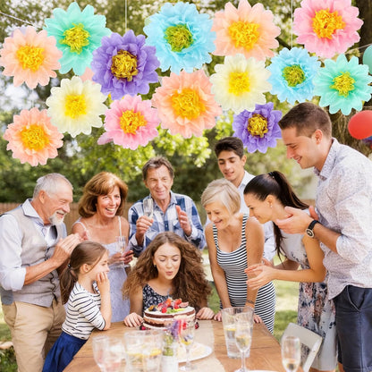 BestoFun 14 PCS Orange & Hot Pink Tissue Paper Flowers – Vibrant Party Decorations for Birthday, Baby Shower, Wedding, Fiesta, and Holiday Events