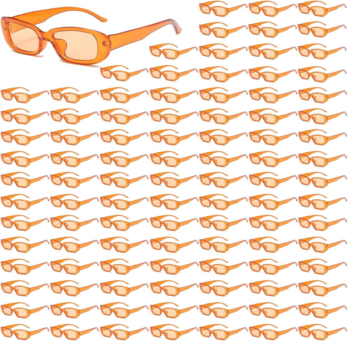 50/100 Pack Rectangle Sunglasses Bulk for Adult Retro Cheap 90s Y2K Small Glasses UV400 Protection