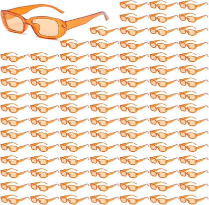 50/100 Pack Rectangle Sunglasses Bulk for Adult Retro Cheap 90s Y2K Small Glasses UV400 Protection