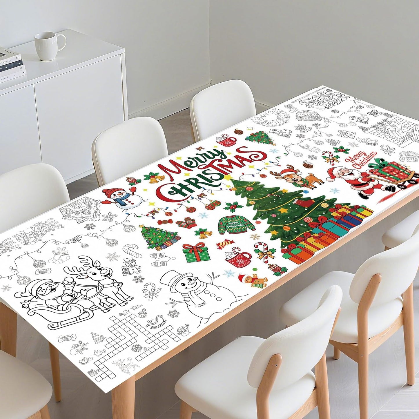 Easter Coloring Poster for Kids 30x72 Inch Bunny Giant Coloring Tablecloth Happy Easter Crafts Paper Table Cover for Gifts Activities Games Classroom Wall School Home Parties
