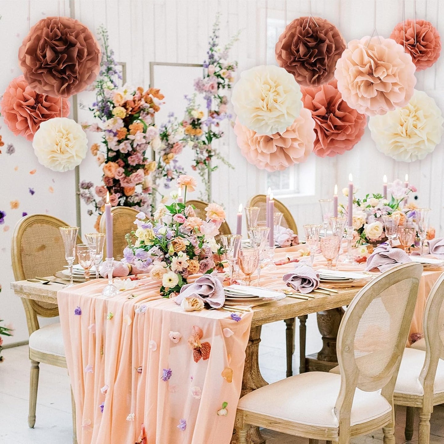BEISHIDA Hot Pink Tissue Hanging Paper Flowers Ball Decorations Set for Mother's Day Birthday Valentine's Day Anniversary Bridal Baby Shower Wedding Backdrops Home Outdoor Party Supplies(13 Packs)