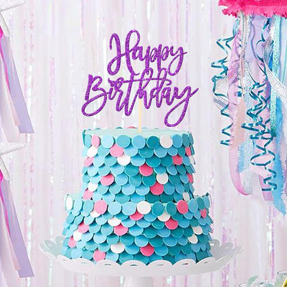 ZHUOWEISM 1 PCS Gold Happy Birthday & Anniversary Cake Topper
