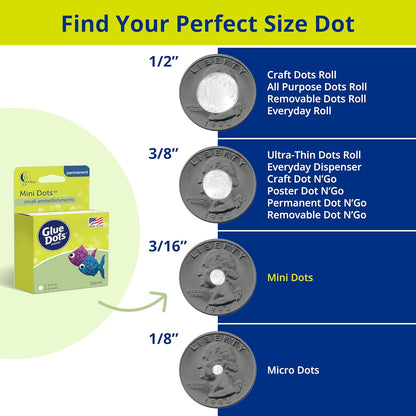 Glue Dots, Micro Dots, Double-Sided, Permanent, 1/8", 325 Dots, Diamond Painting Pen Glue, DIY Craft Glue Tape, Sticky Adhesive Glue Points, Liquid Hot Glue Alternative, Clear